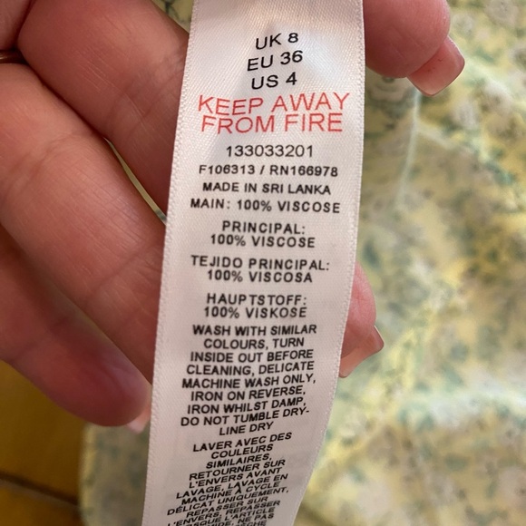 Topshop Women’s Floral Yellow Green Mini Summer Dress New size 4 pretty! - Picture 12 of 13